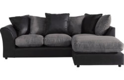 HOME New Bailey Large Jumbo Cord Right Corner Sofa- Charcoal